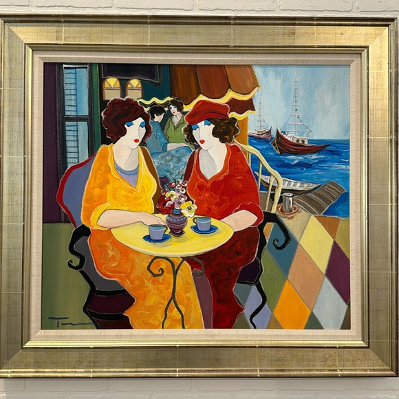 Art | Itzchak Tarkay Seaside Cafe Original On Canvas 34x38 1700 | Poshmark